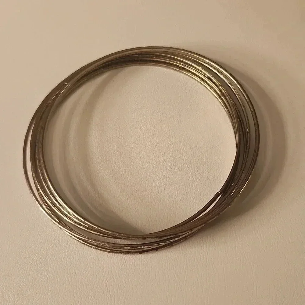 7 Silver Skinny Bangle Bracelet